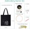 Beginner Canvas Tote Bag Embroidery Kit – Black Kitten Cross Stitch with Hoop & Threads